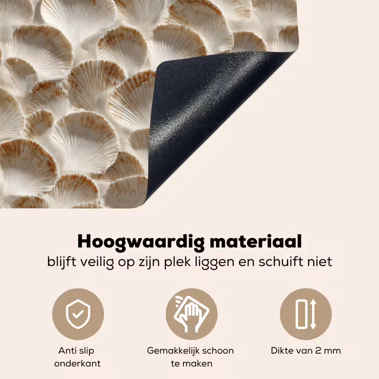 Schelpen - Waaiervorm - Wit Inductie beschemer met haakjes klein 777 -ky-onderkant-nl