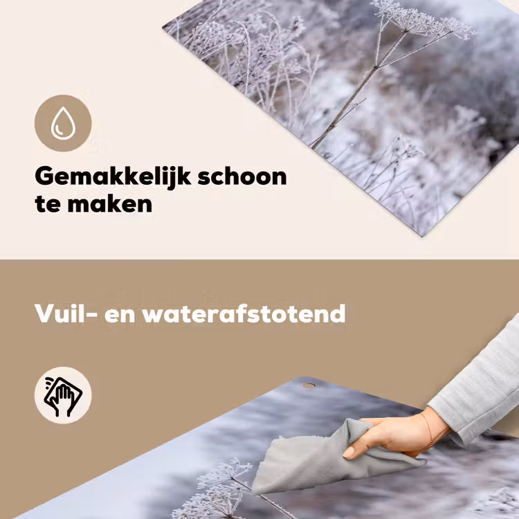 Schermbloem - Rijp - Kristallen - Winter - Delicaat Inductie beschemer met haakjes klein -ky-schoon-nl