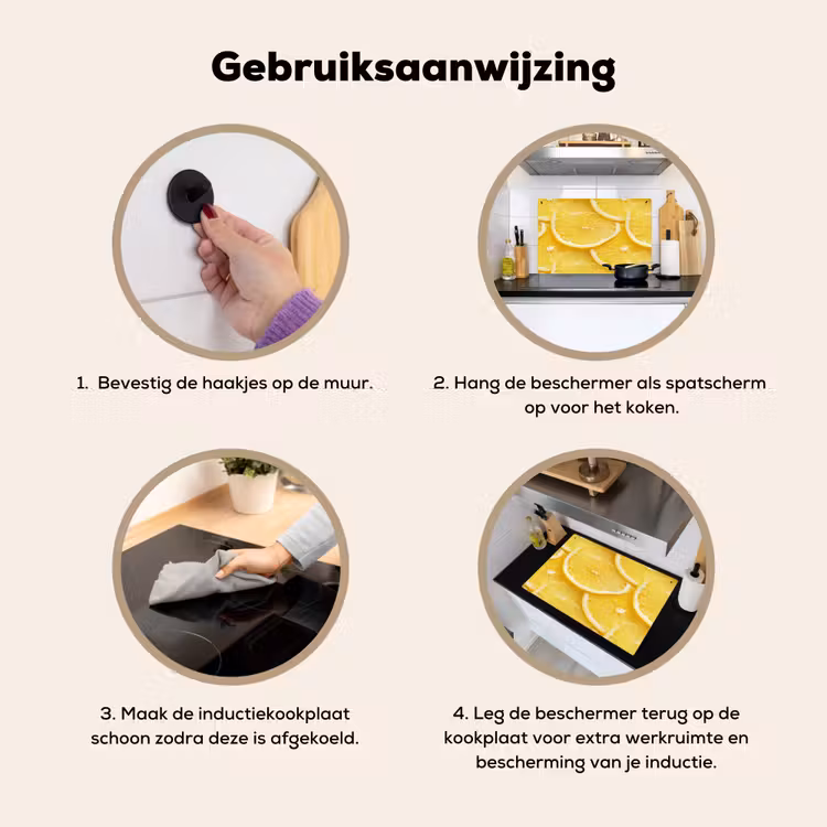 Schijfjes - Citroen - Sap Inductie beschemer met haakjes klein 777 -ky-gebruik-nl