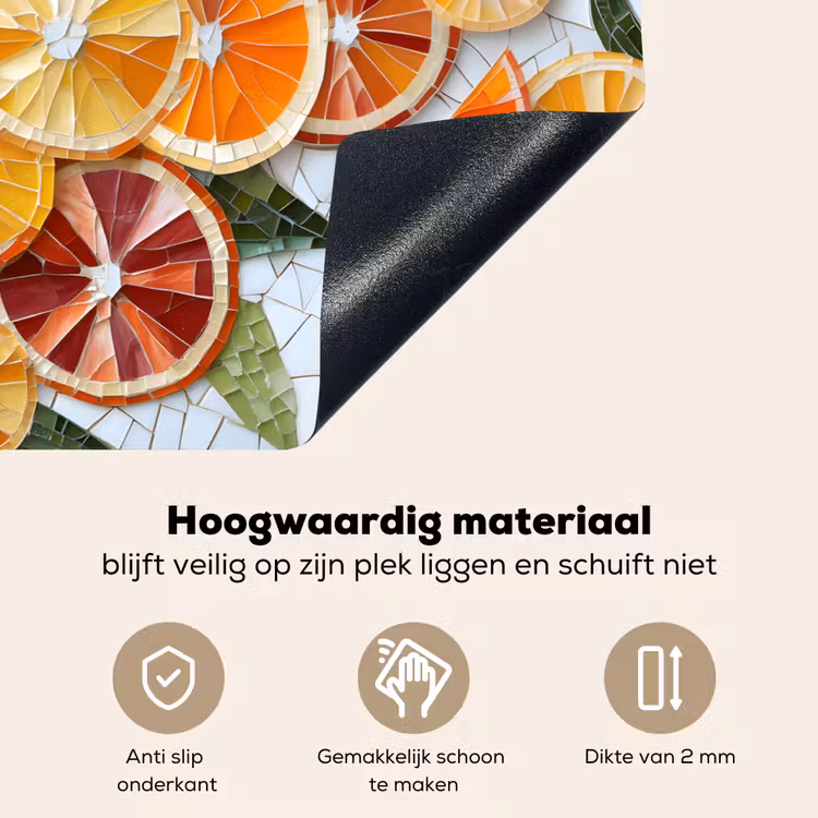 Schijfjes - Fruit - Oranje - Mozaïek Inductie beschemer met haakjes klein -ky-onderkant-nl