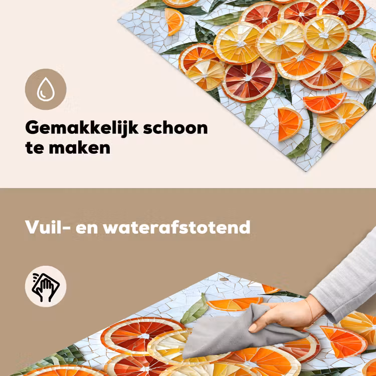 Schijfjes - Fruit - Oranje - Mozaïek Inductie beschemer met haakjes klein -ky-schoon-nl