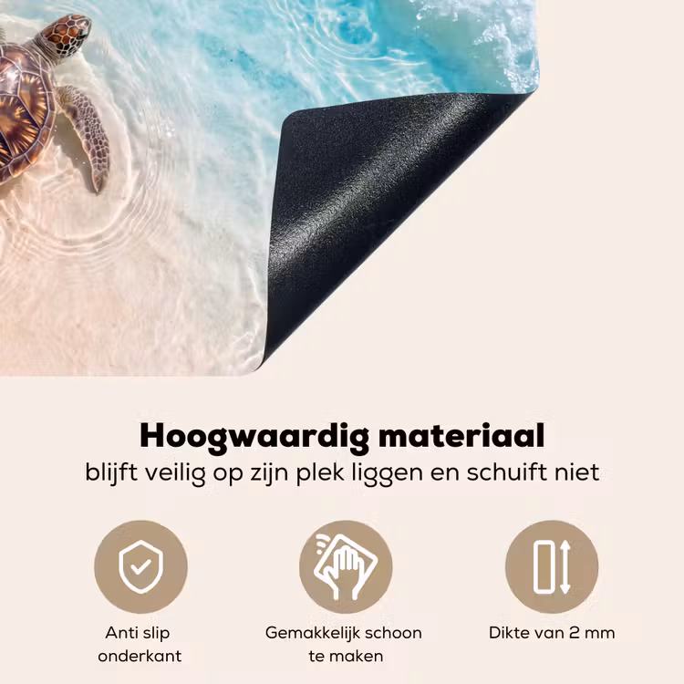 Schildpad - Helder water - Strand - Dieren - Natuur Inductie beschemer met haakjes klein -ky-onderkant-nl