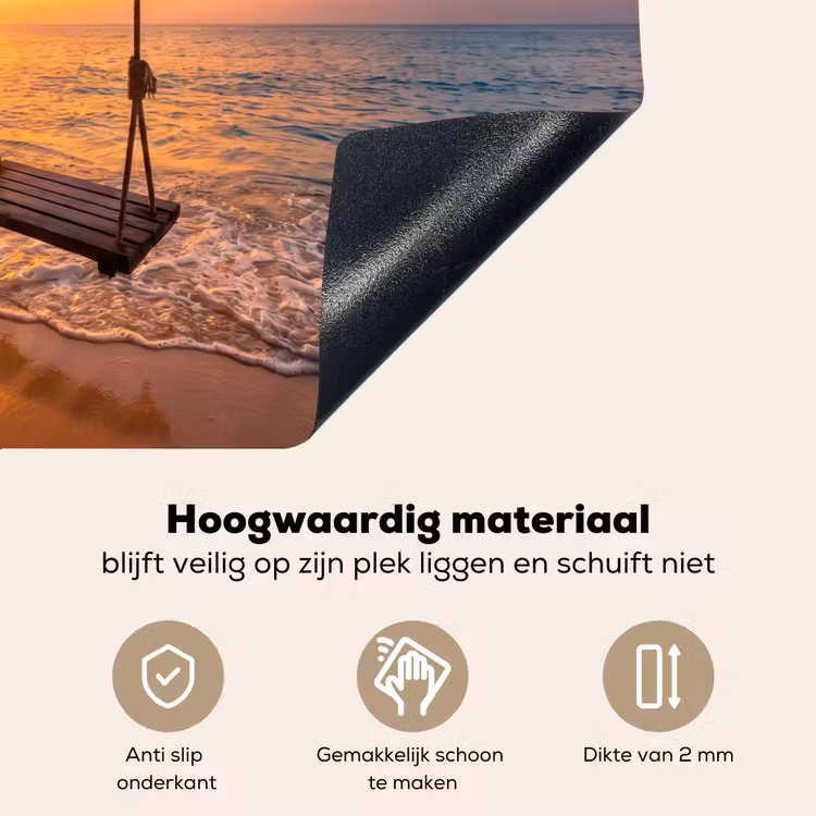 Schommel - Strand - Zonsondergang - Natuur - Oranje Inductie beschemer met haakjes klein -ky-onderkant-nl