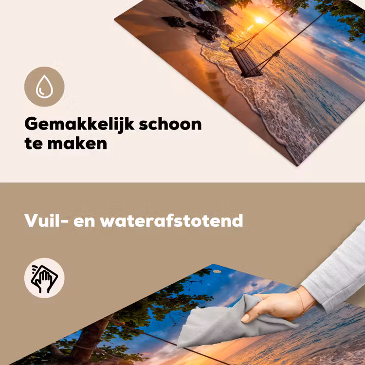 Schommel - Strand - Zonsondergang - Natuur - Oranje Inductie beschemer met haakjes klein -ky-schoon-nl