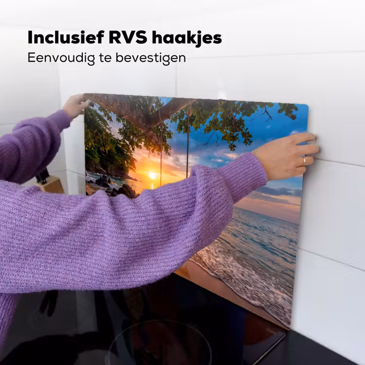 Schommel - Strand - Zonsondergang - Natuur - Oranje Inductie beschemer met haakjes klein -ky-ophangen-nl