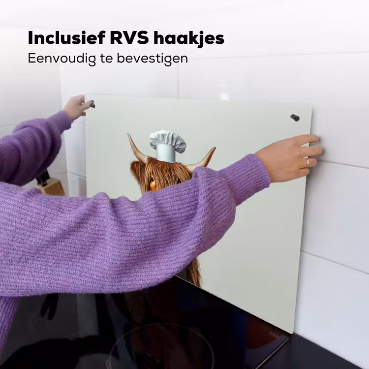 Schotse Hooglander - Bruin - Hoorns - Kokskleding Inductie beschemer met haakjes klein -ky-ophangen-nl