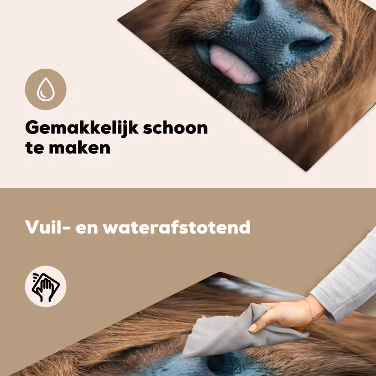 Schotse hooglander - Neus - Bruin Inductie beschemer met haakjes klein -ky-schoon-nl