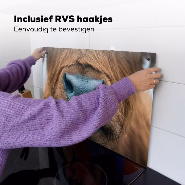 Schotse hooglander - Neus - Bruin Inductie beschemer met haakjes klein -ky-ophangen-nl