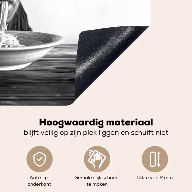 Schotse Hooglander - Spaghetti - Dieren - Zwart wit Inductie beschemer met haakjes klein -ky-onderkant-nl