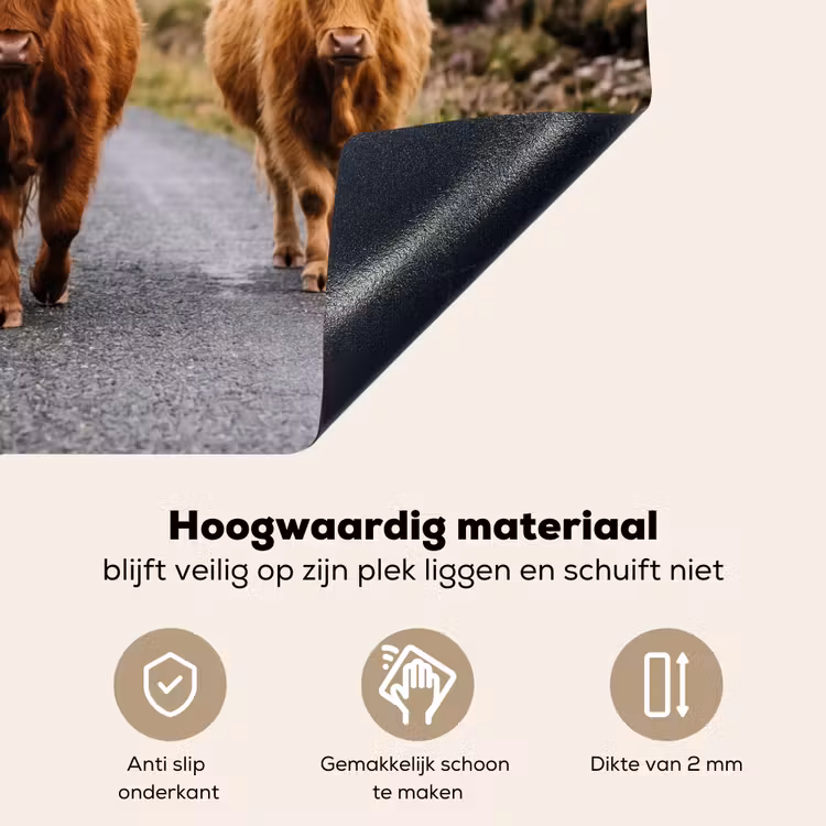 Schotse Hooglanders - Weg - Landschap - Kudde Inductie beschemer met haakjes klein -ky-onderkant-nl