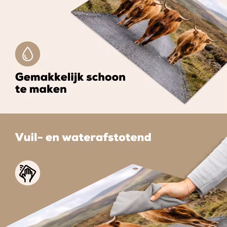Schotse Hooglanders - Weg - Landschap - Kudde Inductie beschemer met haakjes klein -ky-schoon-nl