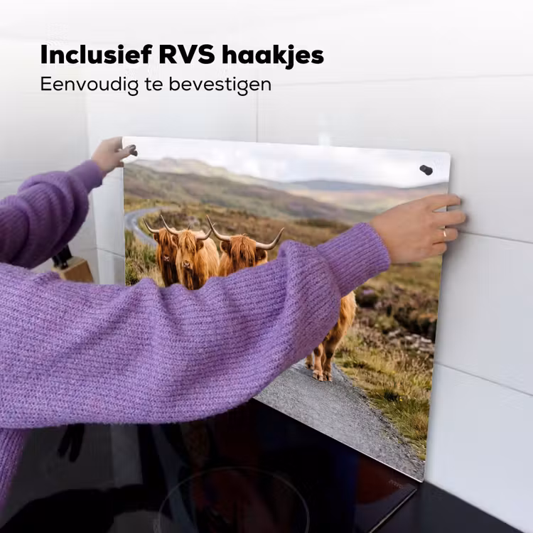 Schotse Hooglanders - Weg - Landschap - Kudde Inductie beschemer met haakjes klein -ky-ophangen-nl