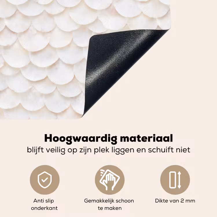 Schubben - Wit - Elegant Inductie beschemer met haakjes klein 777 -ky-onderkant-nl