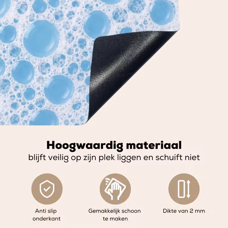 Schuim - Bubbels - Blauw Inductie beschemer met haakjes klein -ky-onderkant-nl