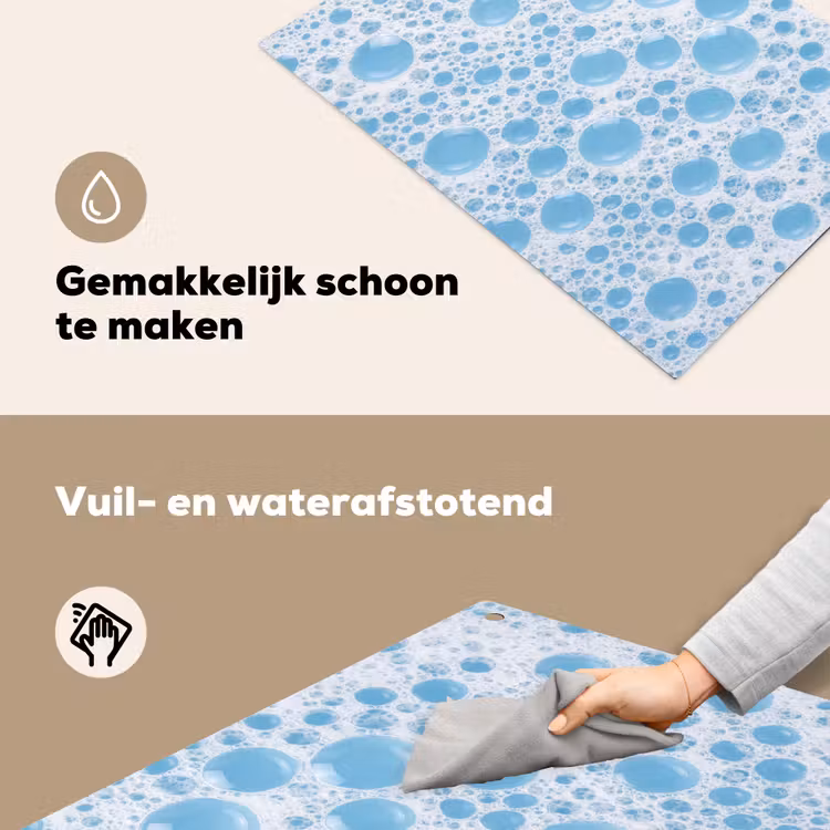 Schuim - Bubbels - Blauw Inductie beschemer met haakjes klein -ky-schoon-nl