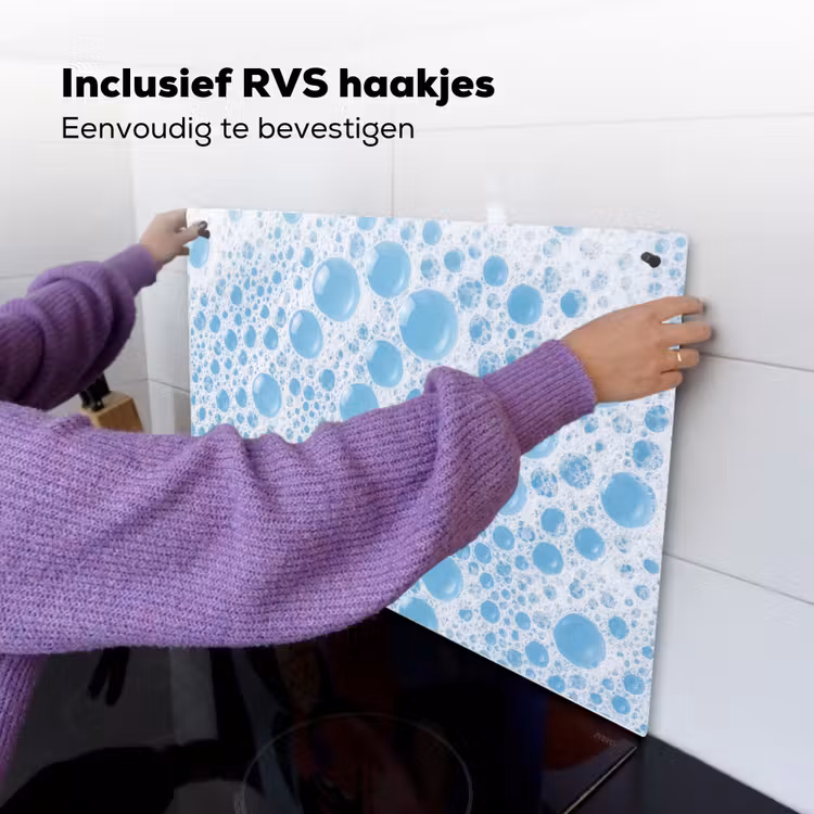 Schuim - Bubbels - Blauw Inductie beschemer met haakjes klein -ky-ophangen-nl
