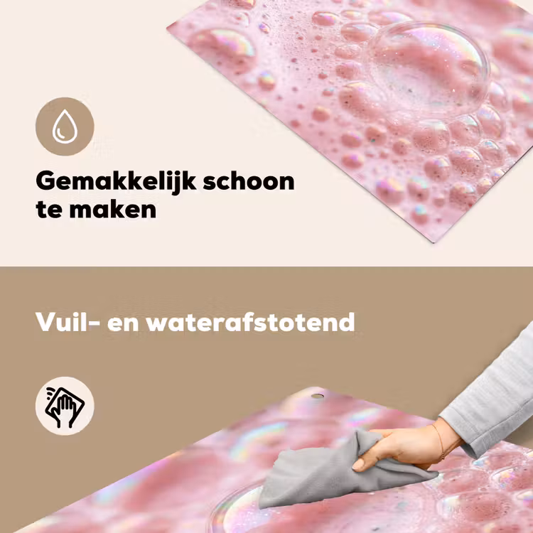 Schuim - Structuur - Roze Inductie beschemer met haakjes klein -ky-schoon-nl