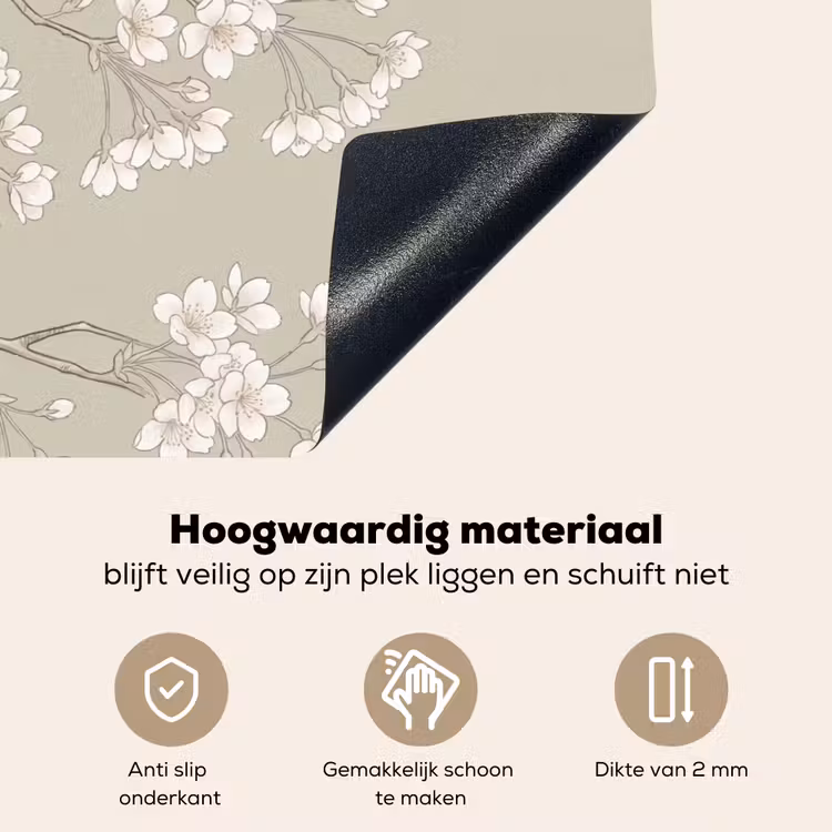 Sereen - Bloesem - Wit Inductie beschemer met haakjes klein -ky-onderkant-nl