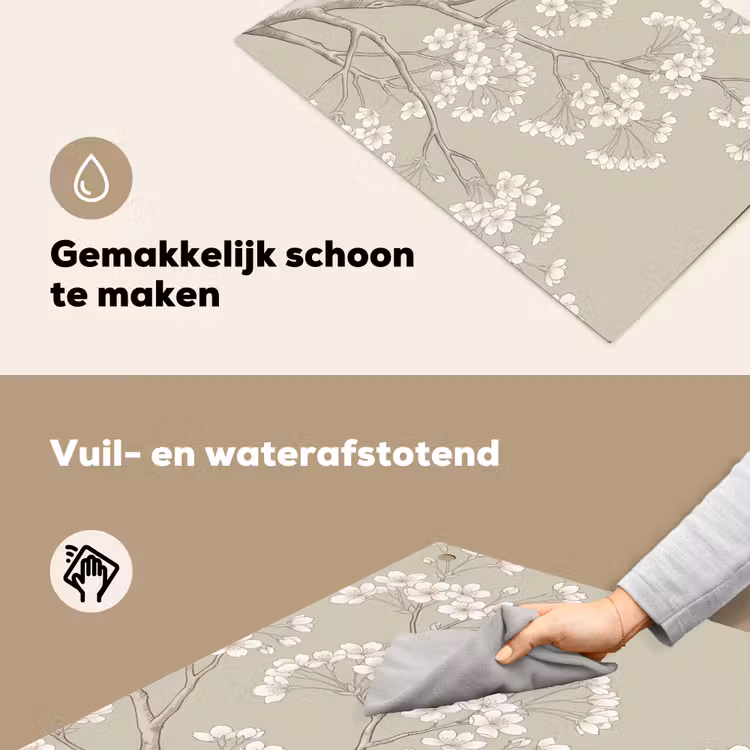 Sereen - Bloesem - Wit Inductie beschemer met haakjes klein -ky-schoon-nl