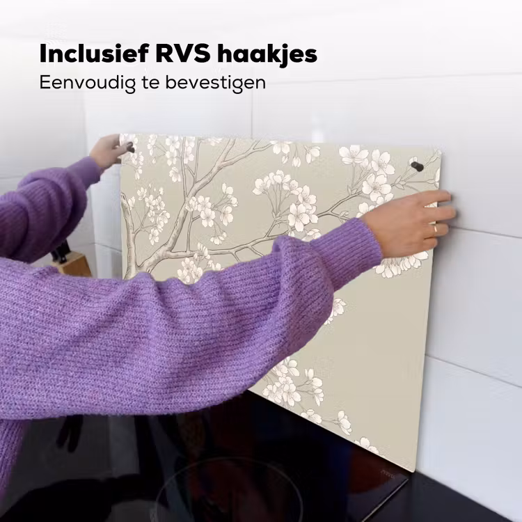 Sereen - Bloesem - Wit Inductie beschemer met haakjes klein -ky-ophangen-nl