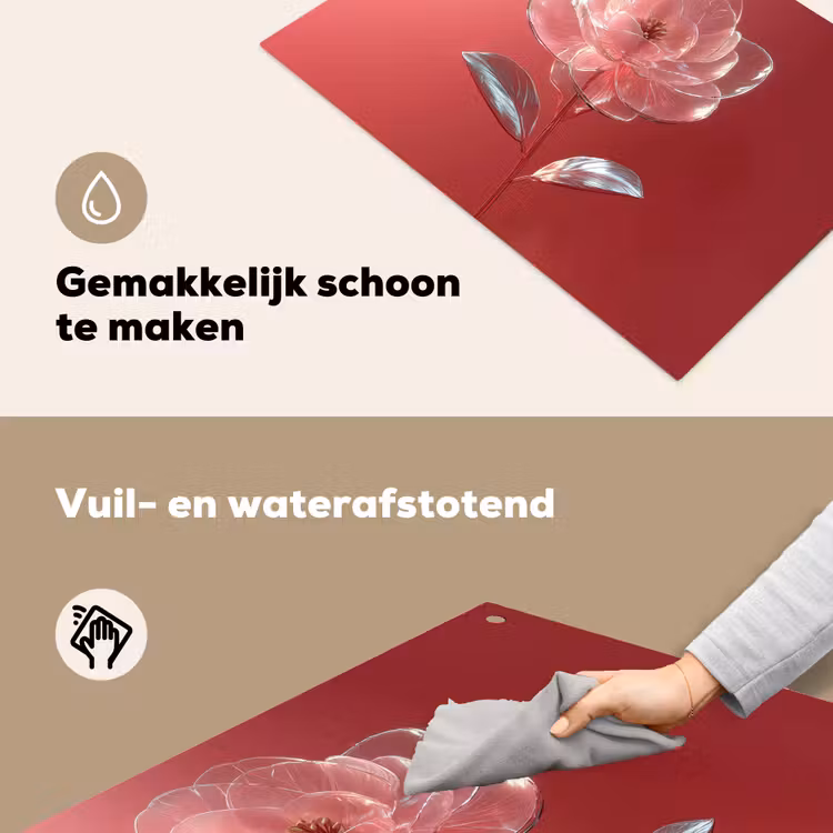 Sierlijk - Bloem - Roze - Glazen Inductie beschemer met haakjes klein -ky-schoon-nl