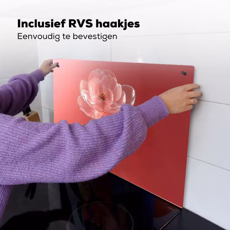 Sierlijk - Bloem - Roze - Glazen Inductie beschemer met haakjes klein -ky-ophangen-nl