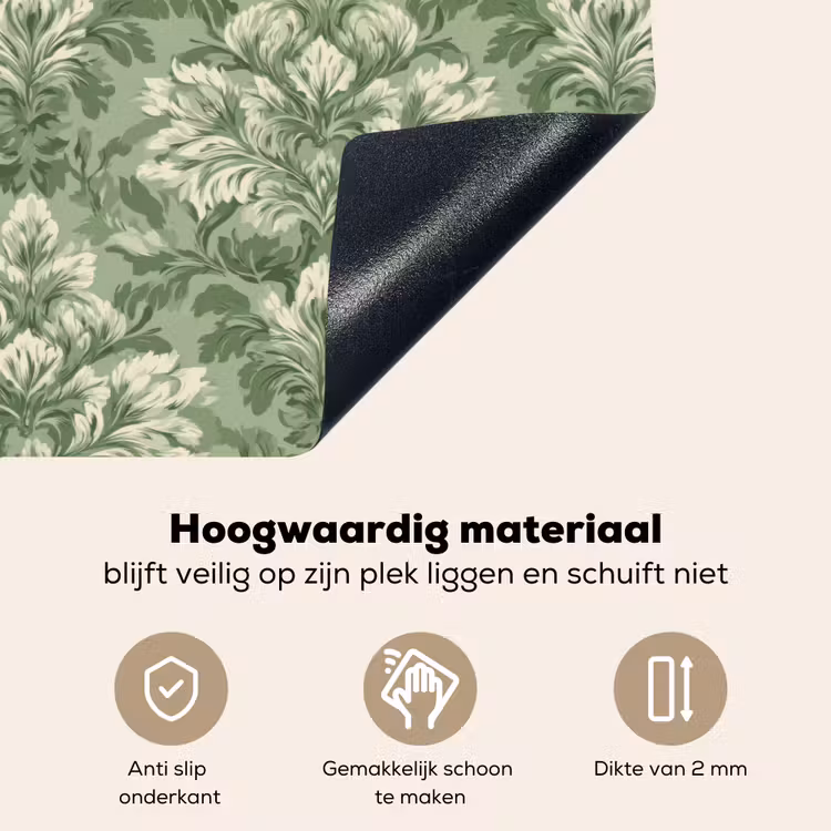 Sierlijk - Lichtgroen - Planten - Patroon - Getailleerd Inductie beschemer met haakjes klein 777 -ky-onderkant-nl