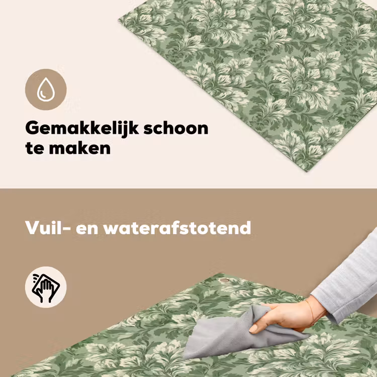 Sierlijk - Lichtgroen - Planten - Patroon - Getailleerd Inductie beschemer met haakjes klein 777 -ky-schoon-nl
