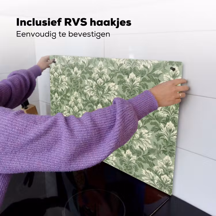 Sierlijk - Lichtgroen - Planten - Patroon - Getailleerd Inductie beschemer met haakjes klein 777 -ky-ophangen-nl