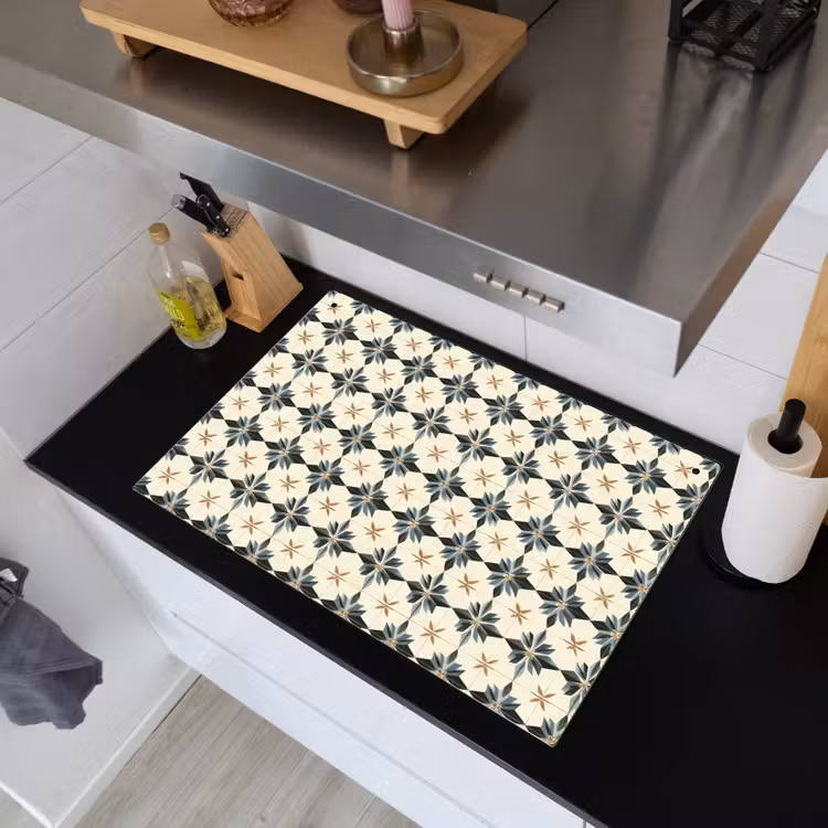 Sierlijk - Ornament - Blauw Inductie beschemer met haakjes klein 777 -sfeer1