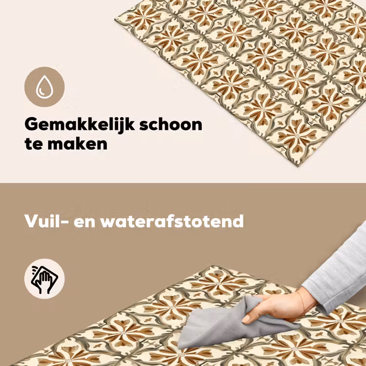 Siertegel - Patroon - Bruin Inductie beschemer met haakjes klein 777 -ky-schoon-nl