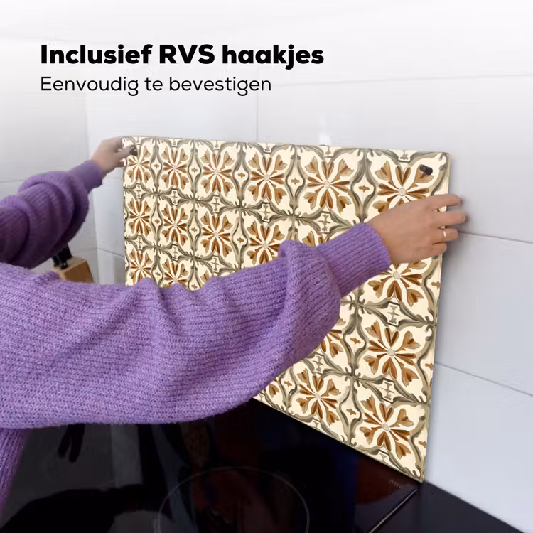 Siertegel - Patroon - Bruin Inductie beschemer met haakjes klein 777 -ky-ophangen-nl