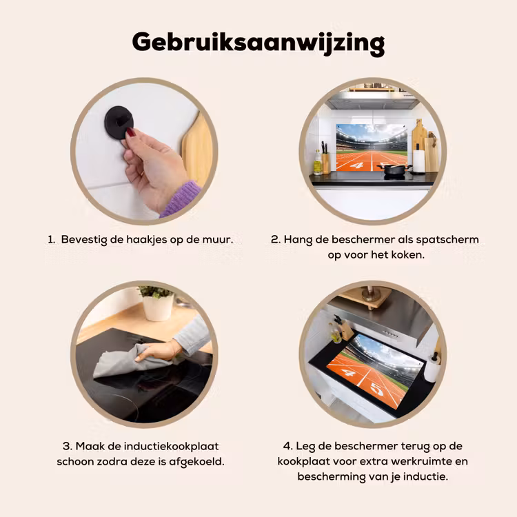 Sintelbaan - Stadion - Sport -Oranje Inductie beschemer met haakjes klein -ky-gebruik-nl