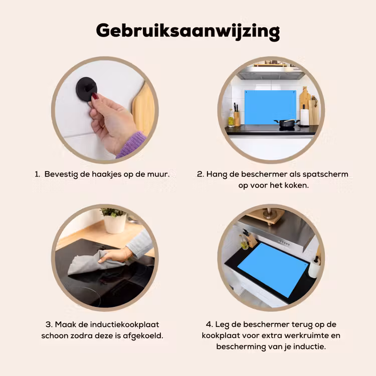 Sky - Blue - Blauw Inductie beschemer met haakjes klein 777 -ky-gebruik-nl