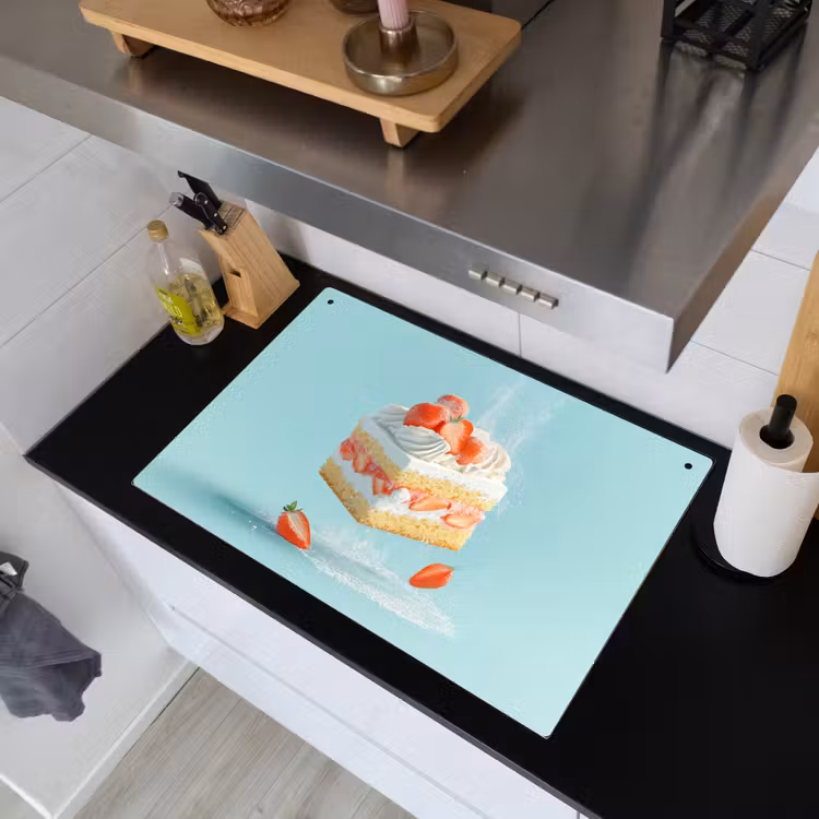 Slagroom - Taart - Blauw - Eten Inductie beschemer met haakjes klein -sfeer1