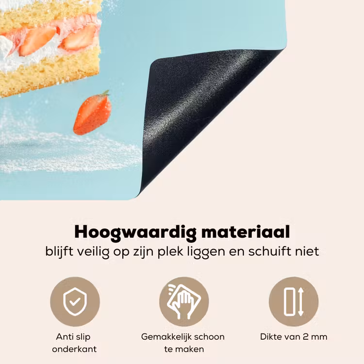 Slagroom - Taart - Blauw - Eten Inductie beschemer met haakjes klein -ky-onderkant-nl