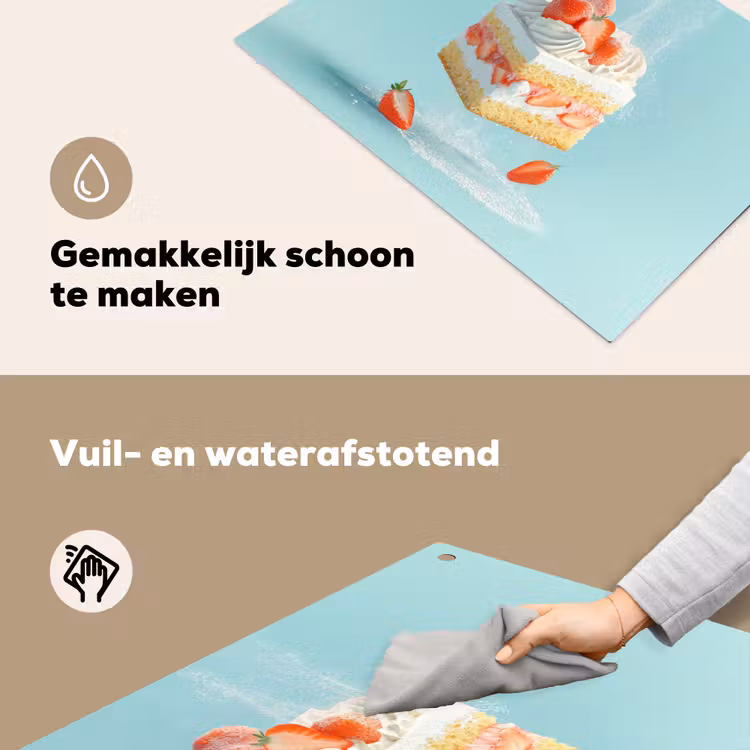 Slagroom - Taart - Blauw - Eten Inductie beschemer met haakjes klein -ky-schoon-nl