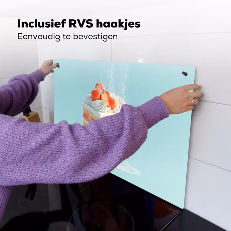 Slagroom - Taart - Blauw - Eten Inductie beschemer met haakjes klein -ky-ophangen-nl