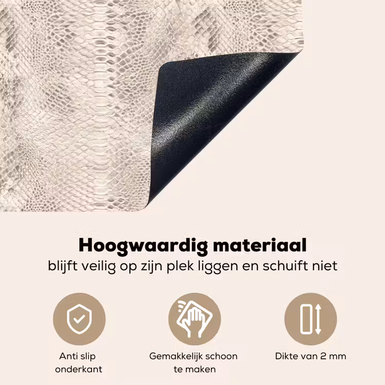 Slang - Patroon - Beige Inductie beschemer met haakjes klein 777 -ky-onderkant-nl