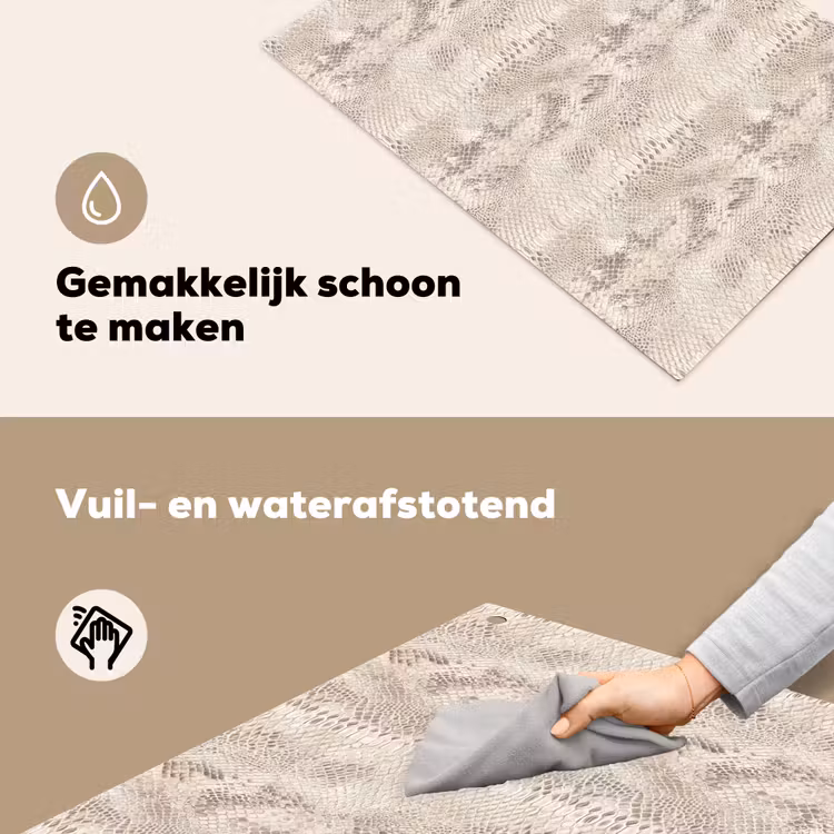 Slang - Patroon - Beige Inductie beschemer met haakjes klein 777 -ky-schoon-nl
