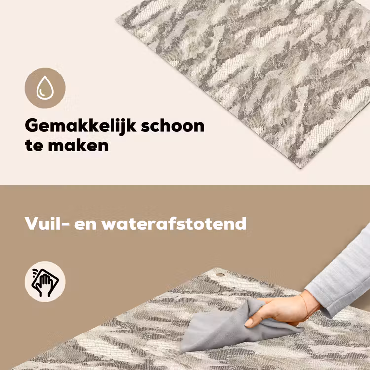 Slang - Patroon - Taupe Inductie beschemer met haakjes klein 777 -ky-schoon-nl