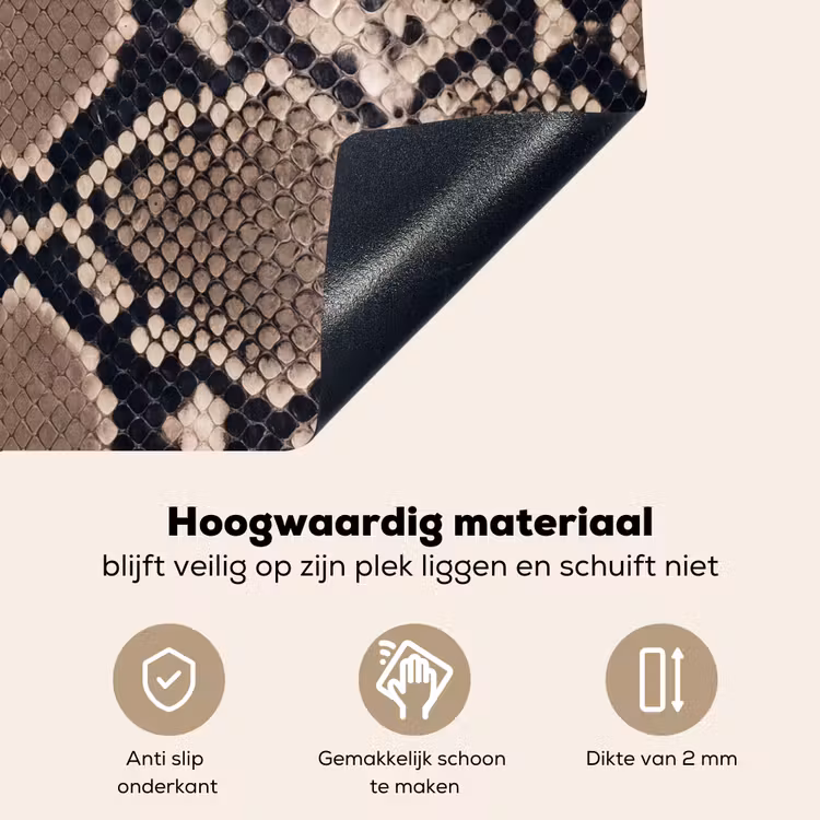 Slangenprint - Python - Bruin Inductie beschemer met haakjes klein -ky-onderkant-nl