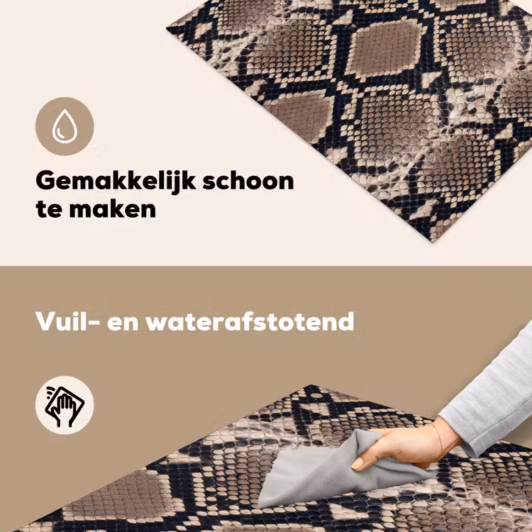 Slangenprint - Python - Bruin Inductie beschemer met haakjes klein -ky-schoon-nl