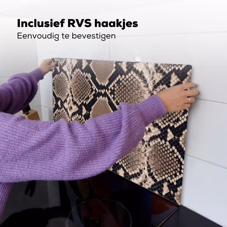 Slangenprint - Python - Bruin Inductie beschemer met haakjes klein -ky-ophangen-nl