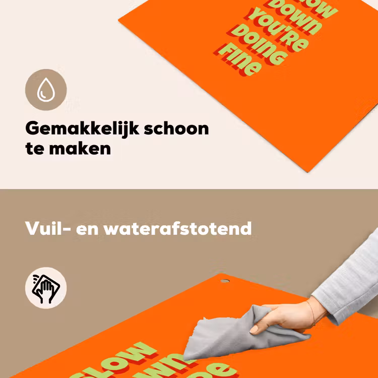 Slow down you're doing fine - Oranje - Simple Inductie beschemer met haakjes klein -ky-schoon-nl