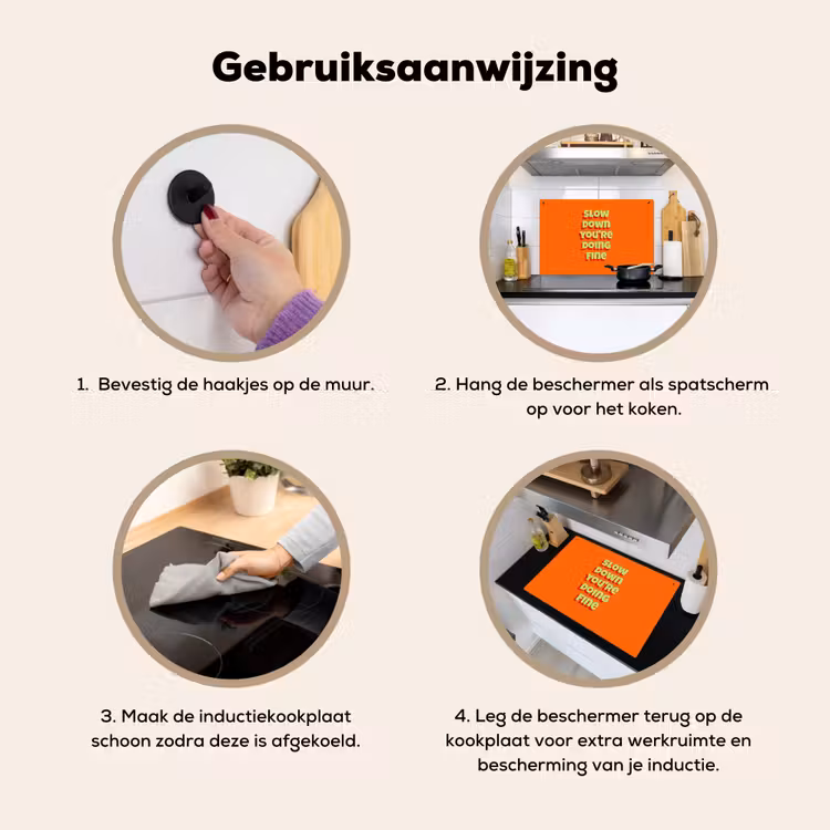 Slow down you're doing fine - Oranje - Simple Inductie beschemer met haakjes klein -ky-gebruik-nl