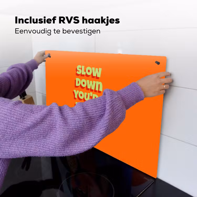 Slow down you're doing fine - Oranje - Simple Inductie beschemer met haakjes klein -ky-ophangen-nl