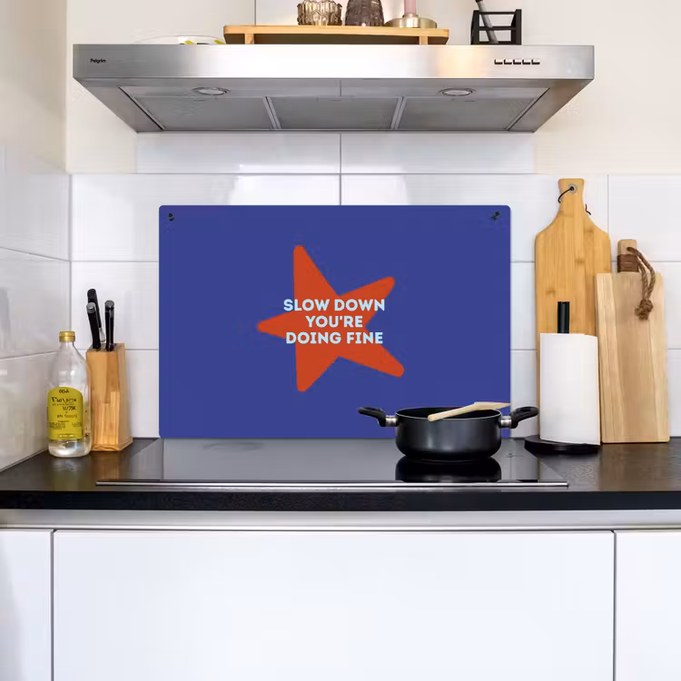 Slow down you're doing fine - Ster - Blauw Inductie beschemer met haakjes klein -sfeer2