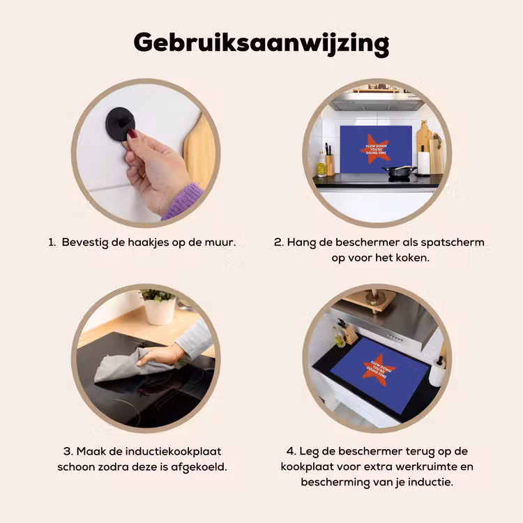 Slow down you're doing fine - Ster - Blauw Inductie beschemer met haakjes klein -ky-gebruik-nl