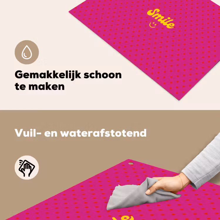 Smile - Stippen - Geel - Smiley - Roze Inductie beschemer met haakjes klein -ky-schoon-nl